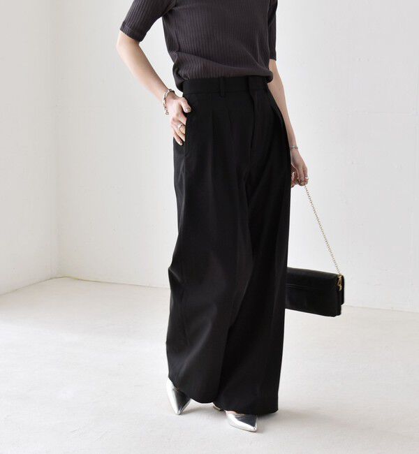quaranciel「《予約》quaranciel:〈洗濯機可能〉CALCULO(R)使用 イージー タック ワイド パンツ」|その他|