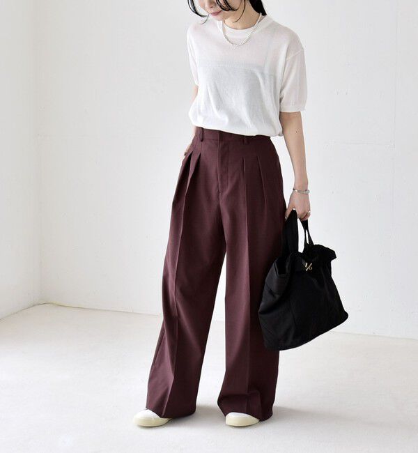 quaranciel「《予約》quaranciel:〈洗濯機可能〉CALCULO(R)使用 イージー タック ワイド パンツ」|その他|