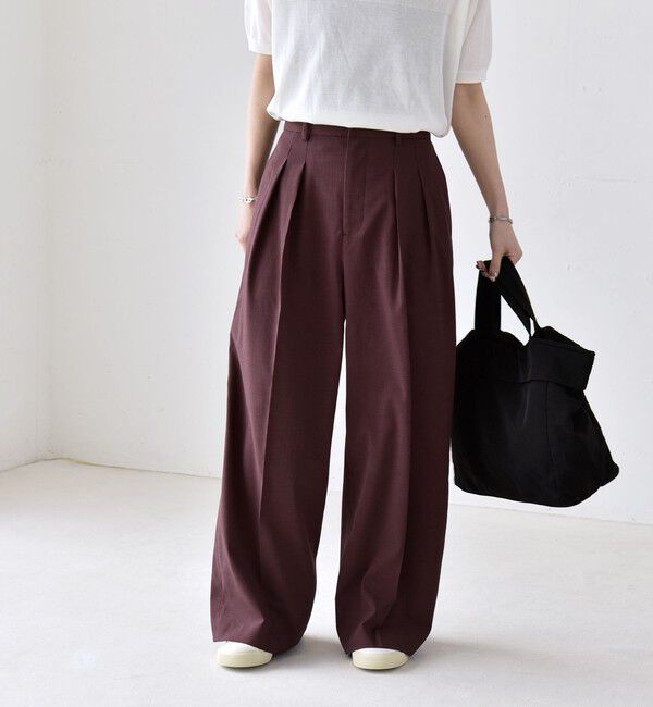 quaranciel「《予約》quaranciel:〈洗濯機可能〉CALCULO(R)使用 イージー タック ワイド パンツ」|その他|