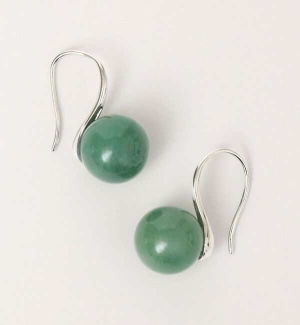 quaranciel「quaranciel: ゴールド フック ストーン ピアス」|ピアス|ライトグリーン