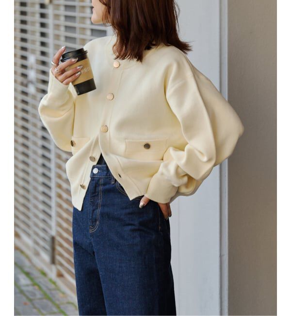 OUTDOOR PRODUCTS Usual Things「スウェットライク金ボタンカーデ」|カーディガン|ホワイト A