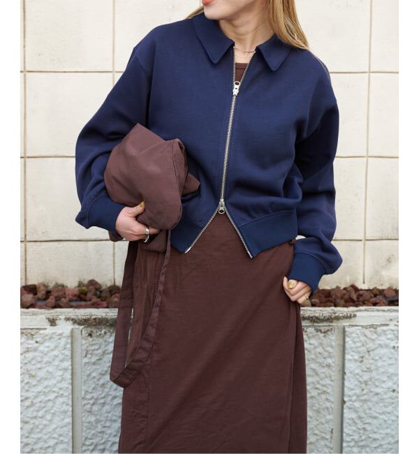 OUTDOOR PRODUCTS Usual Things「アゼライクジャージージップアップカーディガン」|カーディガン|ネイビー