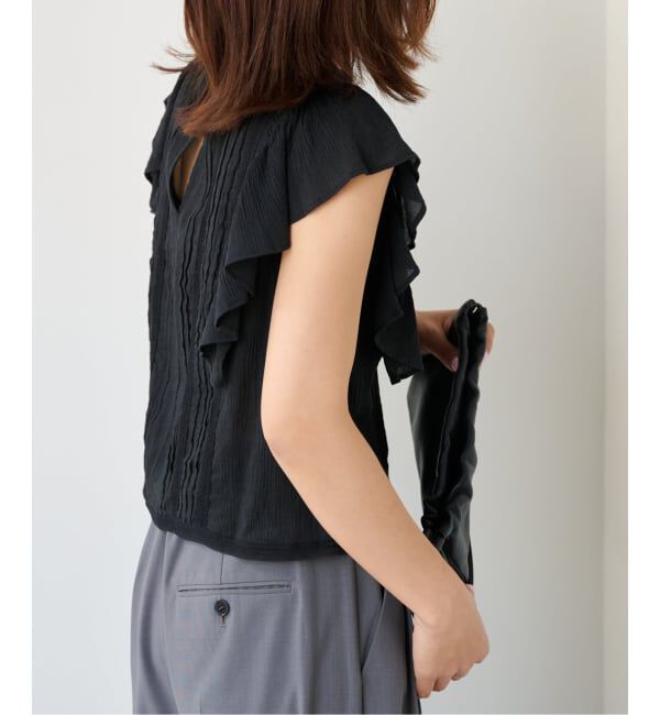 OUTDOOR PRODUCTS Usual Things「≪予約≫コットンレーストリムラッフルブラウス」|シャツ・ブラウス|