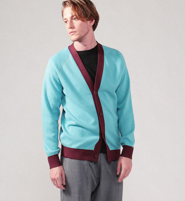 CABaN「CABaN コットンカシミヤ バイカラーVネックカーディガン」|カーディガン|