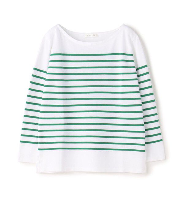 MACPHEE「コットンボーダー ボートネックプルオーバー」|Tシャツ・カットソー|56 カーキ系