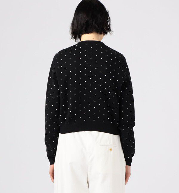 CABaN「コットンカシミヤ ドットジャカードクルーネックカーディガン」|カーディガン|