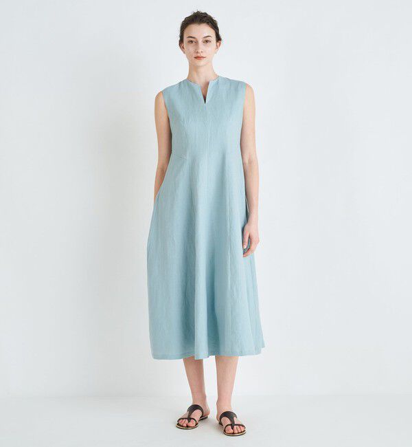 TOMORROWLAND collection「スムースリネン キーネックフレアワンピース」|ワンピース|