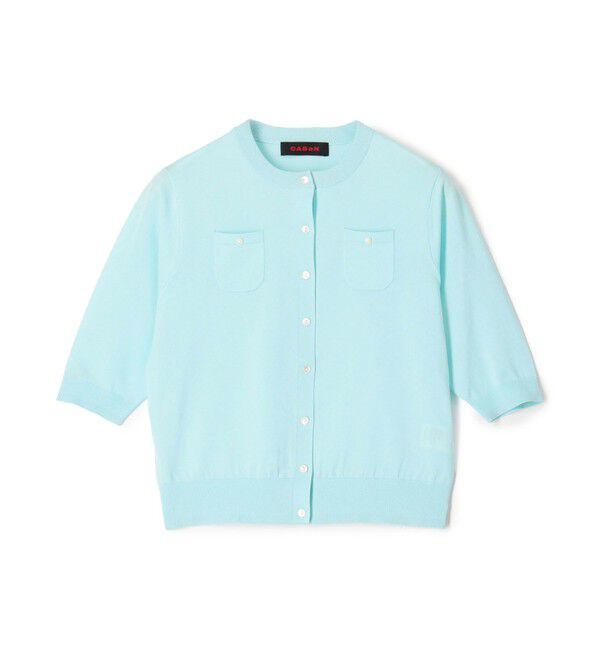 CABaN「ファインポリエステル ハーフスリーブポケットカーディガン」|カーディガン|61 サックスブルー