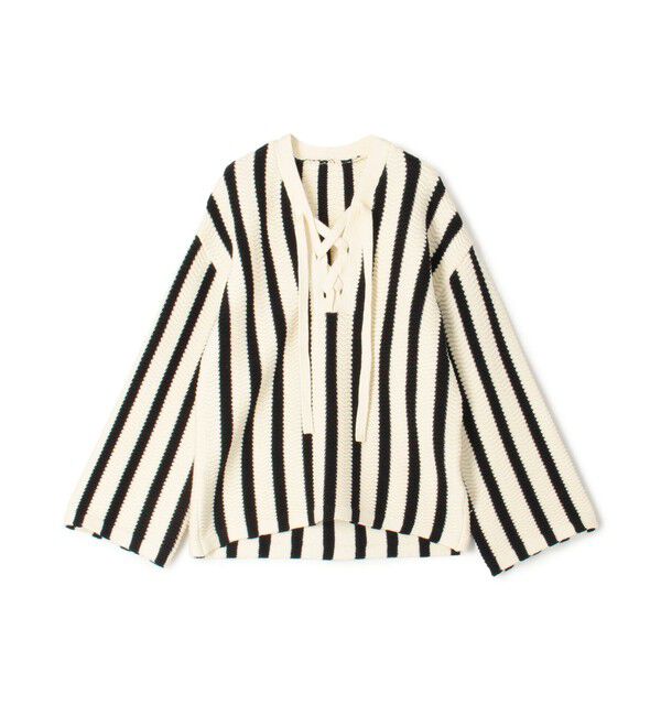 MACPHEE「ハイブリットコットン レースアッププルオーバー」|ニット・セーター|62 ネイビー系