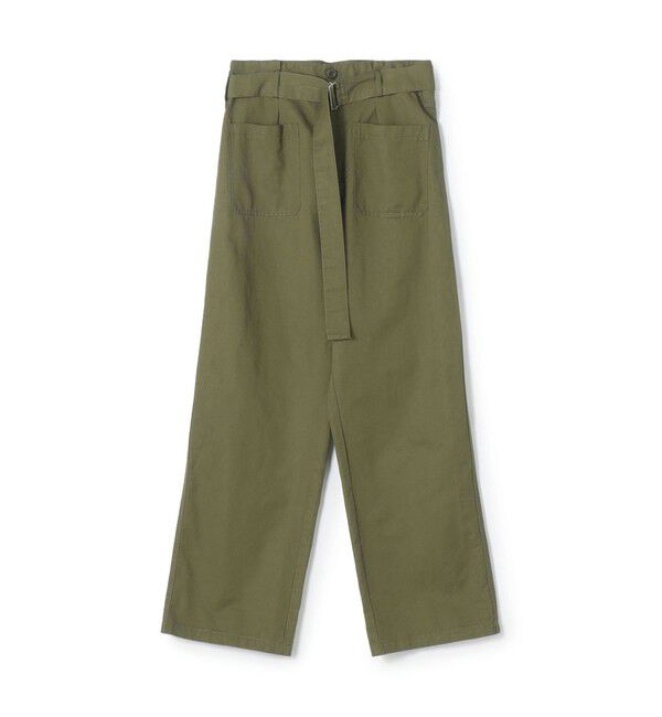 MACPHEE「コットンリネンカルゼ ベルテッドパンツ」|その他|57 カーキ