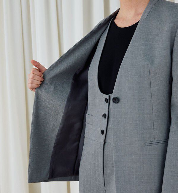 DES PRES「ポリエステルウールバラシャ Vカラージャケット」|ノーカラージャケット|