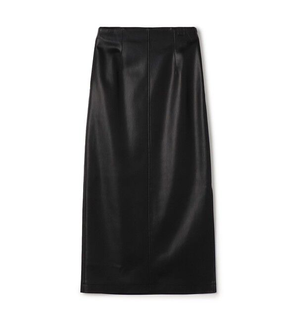 MACPHEE「レザーライク Iラインスカート」|タイト|19 ブラック