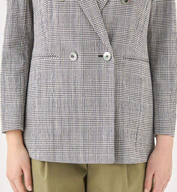 TOMORROWLAND collection「グレンチェックサッカー ダブルブレストジャケット」|テーラードジャケット|