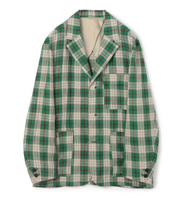 CABaN「CABaN リネン チェック3Pジャケット」|テーラードジャケット|54 グリーン系