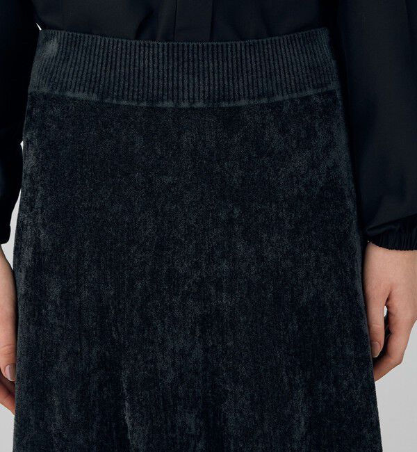 DES PRES「エアーシェニール フレアマキシスカート」|フレア|