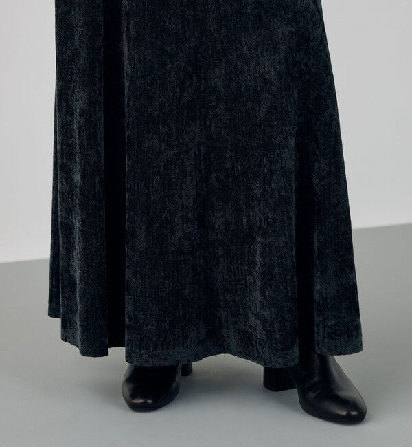 DES PRES「エアーシェニール フレアマキシスカート」|フレア|