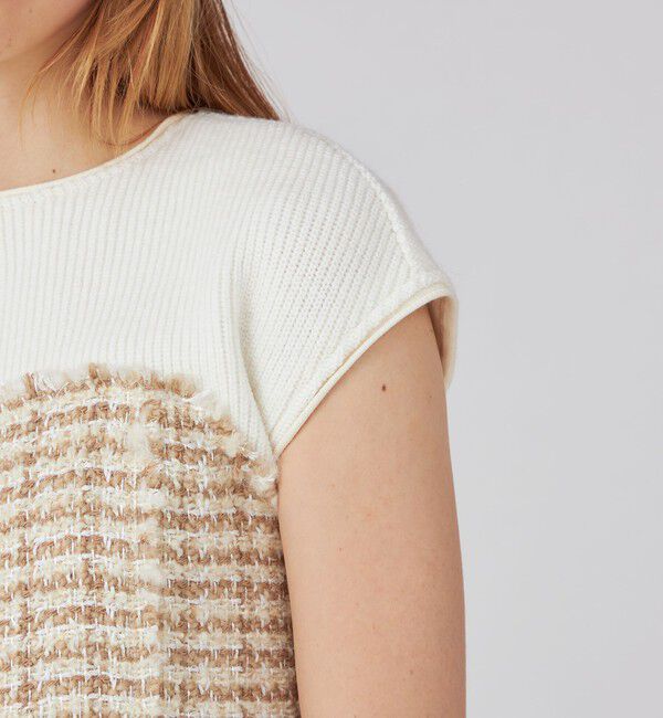 Ballsey「ニットコンビツイード フレンチスリーブワンピース」|ワンピース|