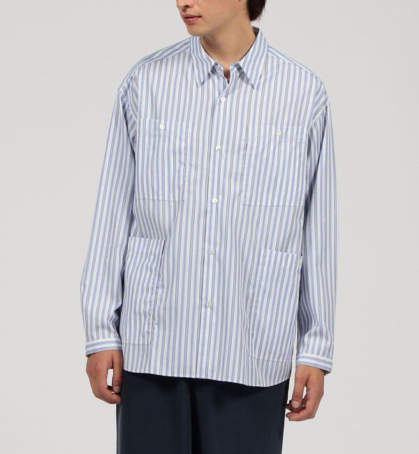 TOMORROWLAND MENS「コットン ストライプ マルチポケットシャツ」|シャツ・ブラウス|