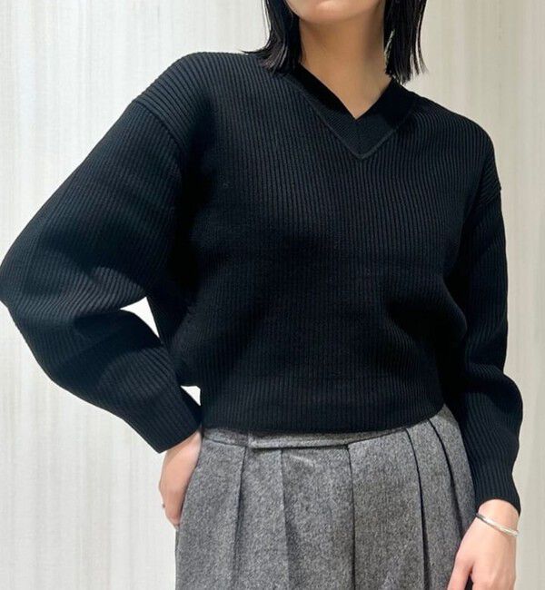 Ballsey「リンクスリブ Vネックプルオーバー」|ニット・セーター|19 ブラック