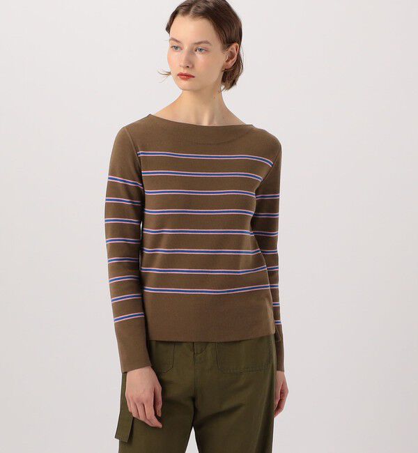 MACPHEE「ウールナイロンボーダー ボートネックプルオーバー」|ニット・セーター|