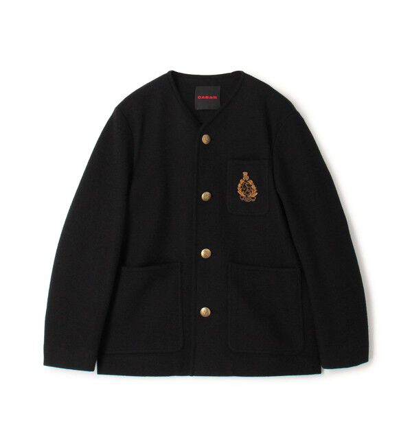 CABaN「CABaN ウールコットンダブルフェイス カラーレスジャケット」|ノーカラーコート|19 ブラック