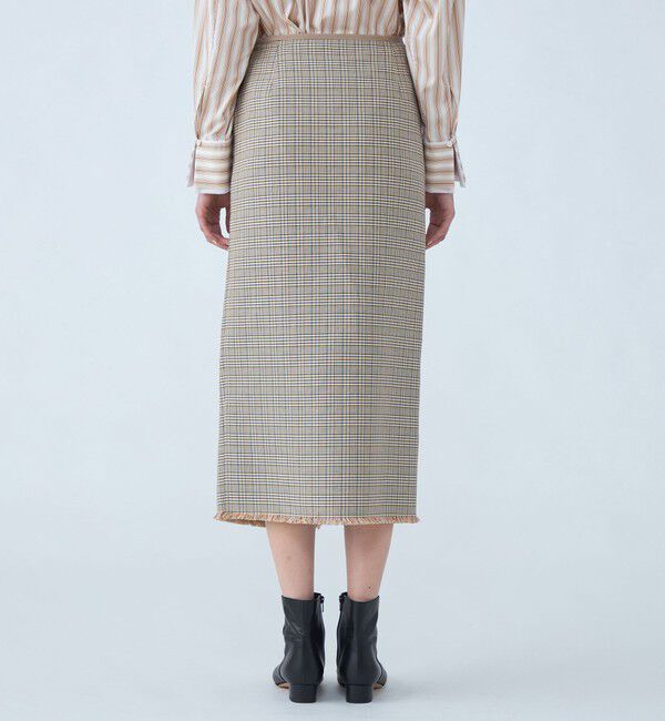 MACPHEE「コットンリバーチェック ラップスカート」|タイト|