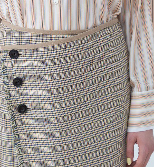 MACPHEE「コットンリバーチェック ラップスカート」|タイト|