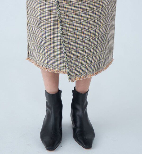 MACPHEE「コットンリバーチェック ラップスカート」|タイト|