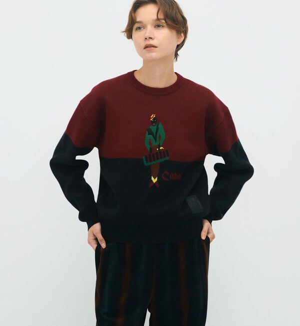 CABaN「CABaN コットンカシミヤジャカード JAZZ VIBRAPHONE クルーネックプルオーバー」|ニット・セーター|