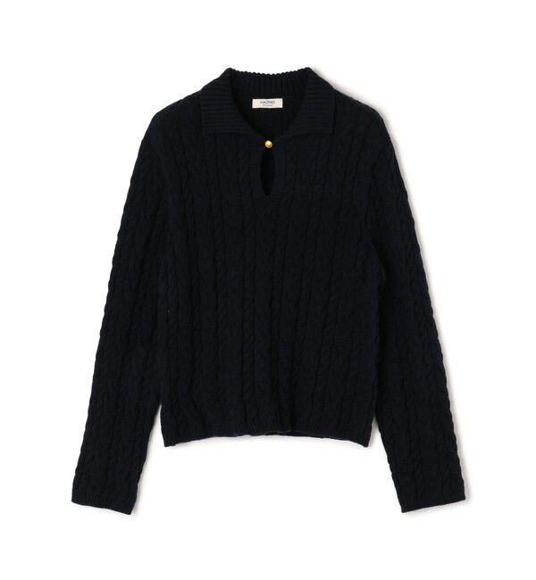 MACPHEE「ハイブリットコットンケーブル ポロプルオーバー」|ニット・セーター|69 ネイビー