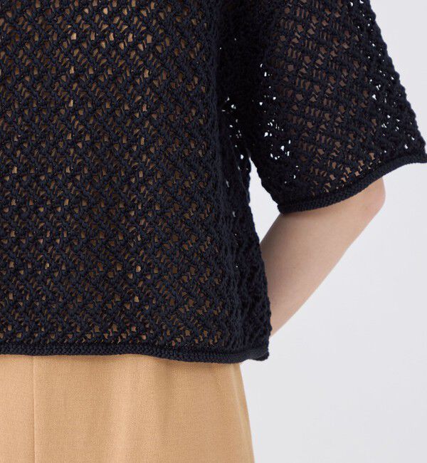 MACPHEE「メッシュコットン ボートネックプルオーバー」|ニット・セーター|