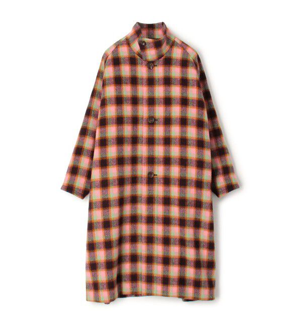 CABaN「CABaN モヘヤシャギーチェック スタンドカラーコート」|その他|34 ピンク系
