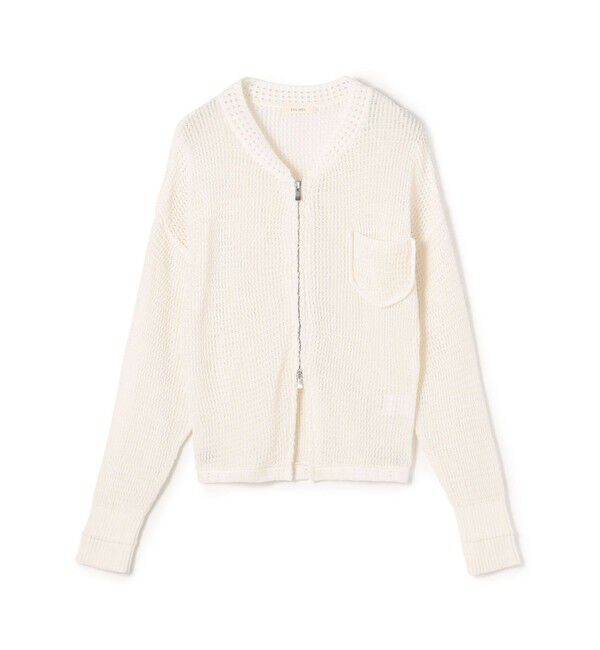 DES PRES「コットンポリエステルコイルヤーン ジップアップカーディガン」|カーディガン|11 ホワイト