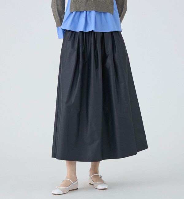 MACPHEE「【WEB限定】クリスピータフタ ギャザーロングスカート」|フレア|