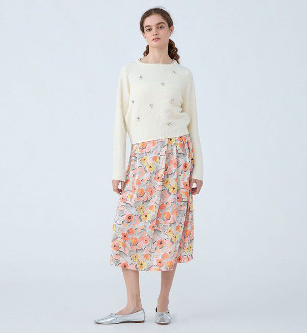 Ballsey「スプリングフラワープリント アシンメトリータックスカート」|フレア|