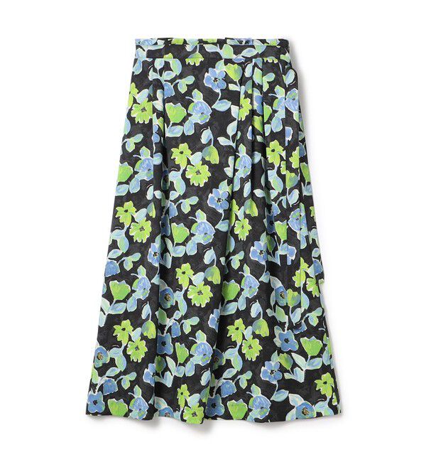 Ballsey「スプリングフラワープリント アシンメトリータックスカート」|フレア|18 ブラック系