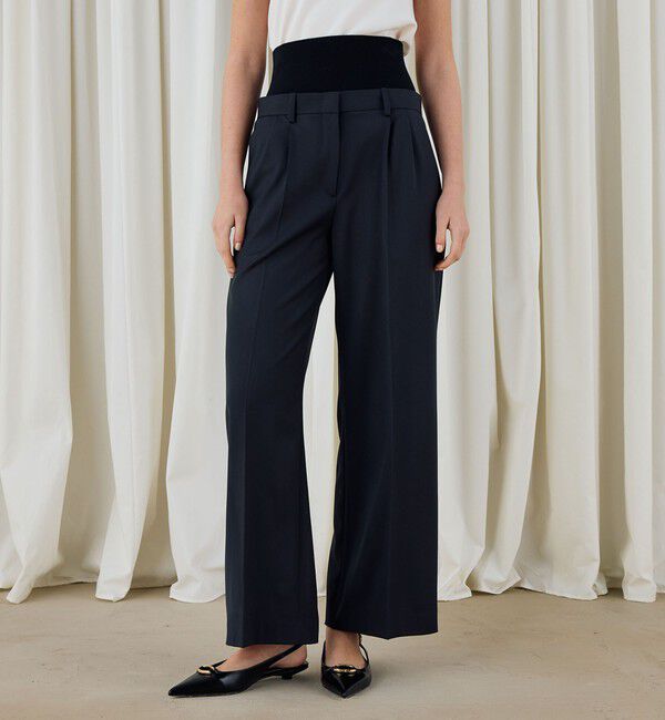 DES PRES「ハイツイストギャバジン ウエストバンド付きパンツ」|スラックス|