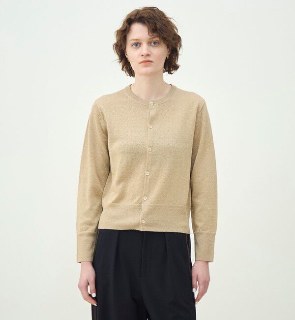 MACPHEE「プレーンリネン クルーネックカーディガン」|カーディガン|