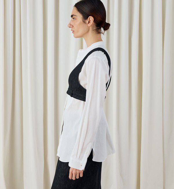 DES PRES「ブラックデニム ブラレット付きマキシスカート」|タイト|