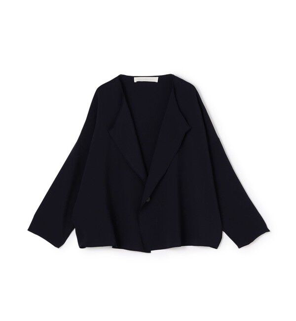 GALERIE VIE「トリアセテートポリエステルダブルクロス カラーレスワイドジャケット」|ノーカラージャケット|69 ネイビー