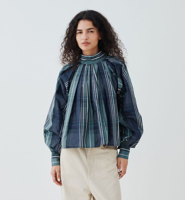 GALERIE VIE「ライトタフタ スタンドカラーブラウス」|シャツ・ブラウス|