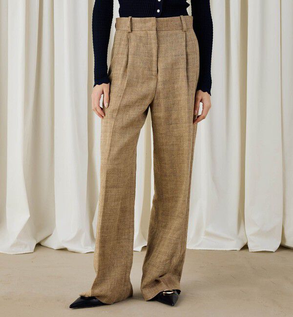 DES PRES「リネンシルクコットンヘリンボーン ワイドシルエットパンツ」|チノ|