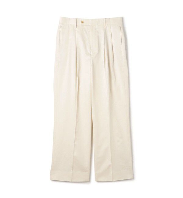 TOMORROWLAND MENS「コットンキュプラ ツイル 2タックワイドストレートパンツ」|スラックス|13 オフホワイト