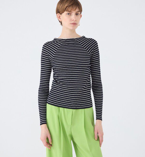 Ballsey「ランダムリブボーダー レースアッププルオーバー」|ニット・セーター|