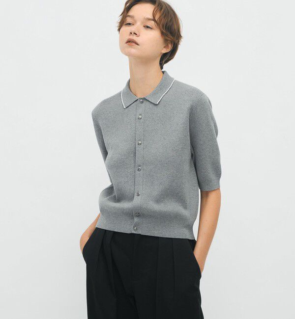 CABaN「コットンカシミヤ パールポロカーディガン」|カーディガン|