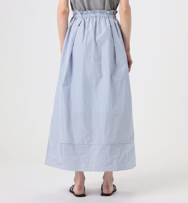 MACPHEE「メモリータフタストライプ ギャザーロングスカート」|フレア|