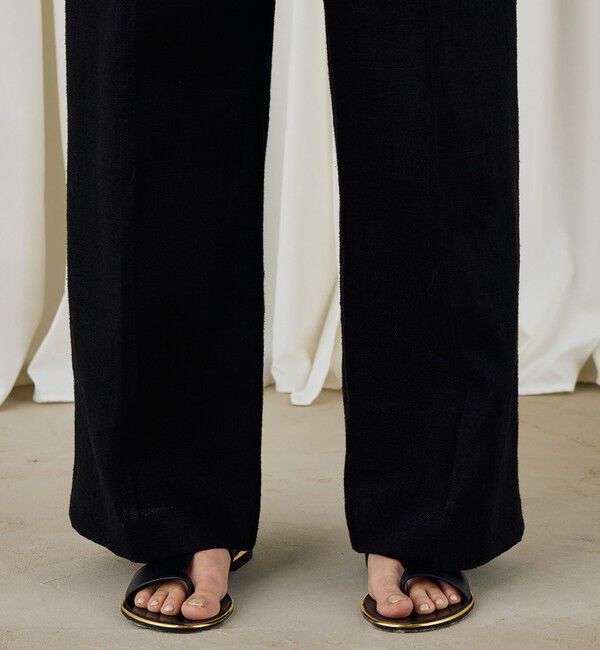 DES PRES「ウェットリネン タックワイドパンツ」|スラックス|
