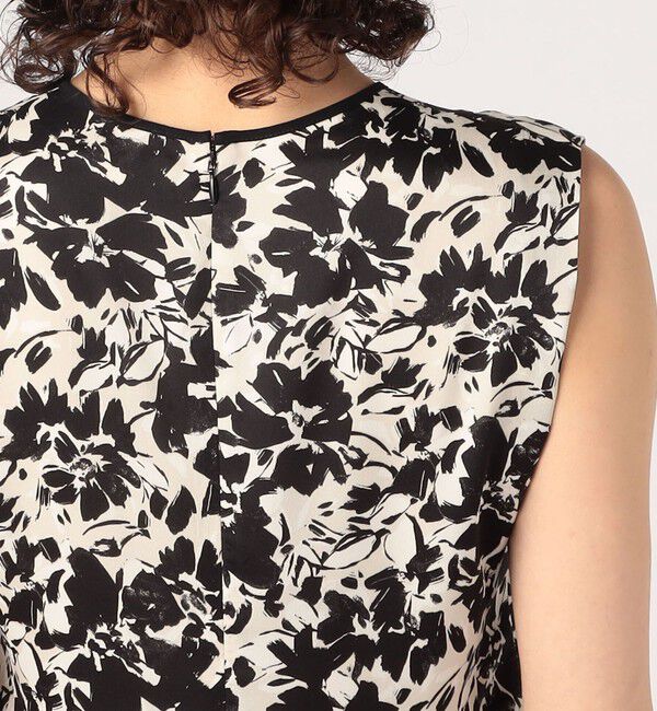 Ballsey「モノクロームフラワープリント スキッパーカラーワンピース」|ワンピース|