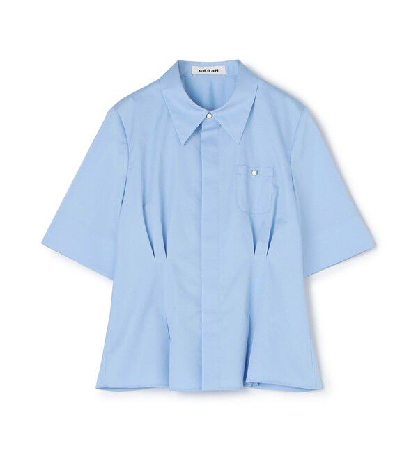 CABaN「コットンサテン ウエストタックシャツブラウス」|シャツ・ブラウス|63 ライトブルー