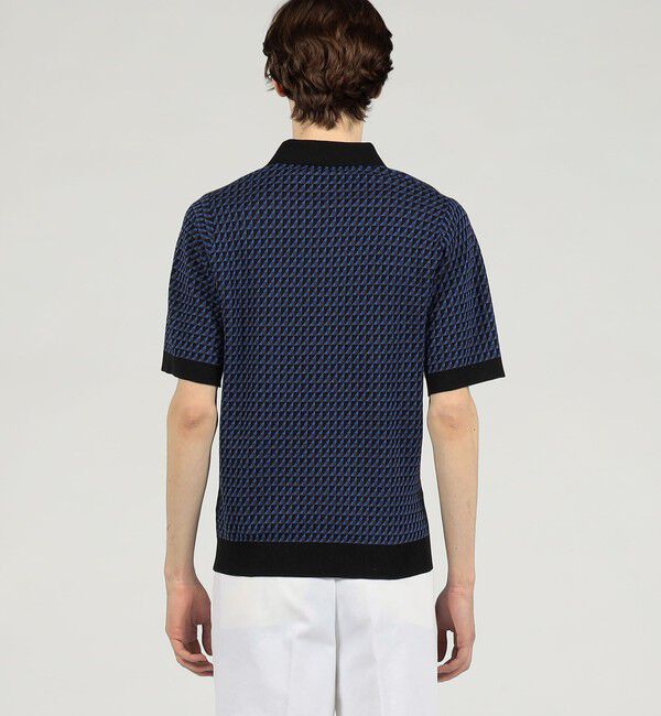 TOMORROWLAND MENS「コットンリネンナイロン ジオメトリック ハーフスリーブ プルオーバーニット」|ニット・セーター|